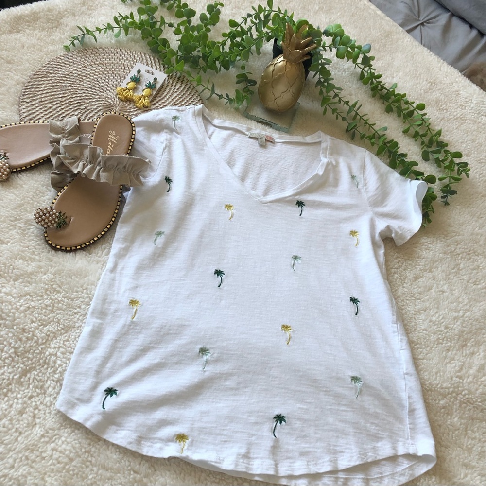 Gianni Bini Embroidered palm tree T-shirt SZ XS